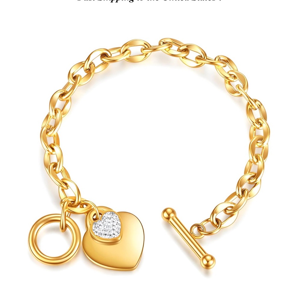 18K GOLD PLATED STAINLESS STEEL "HEARTS" BRACELET, INTENSITY